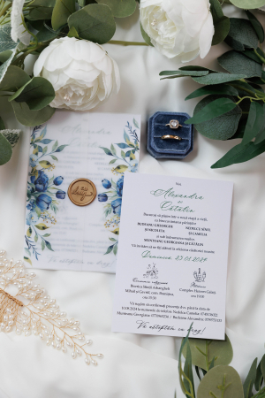 Papetărie nuntă - Invitatie de nunta lalele albastre