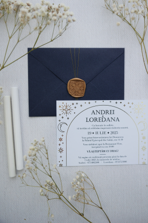 Invitații de nuntă - Invitatie de nunta Celestial gold