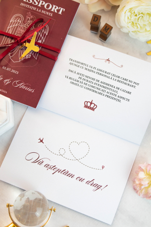 Invitatie de nunta Pasaport visiniu [6]