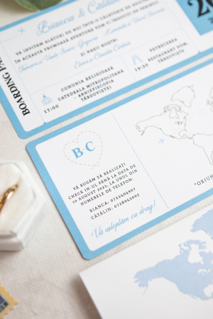 Invitatie de nunta Tichet de imbarcare bleu [2]