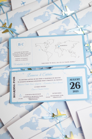 Invitatie de nunta Tichet de imbarcare bleu [6]