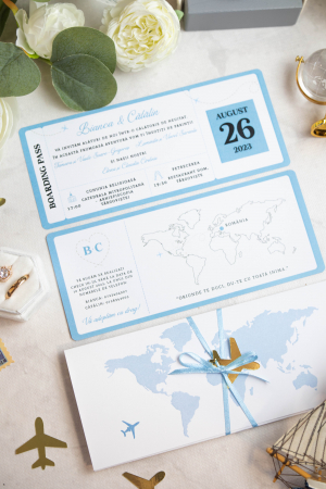 Invitatie de nunta Tichet de imbarcare bleu [1]