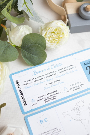 Invitatie de nunta Tichet de imbarcare bleu [4]