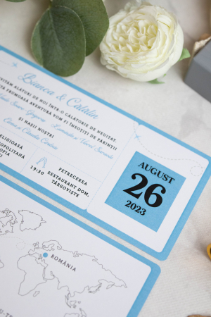 Invitatie de nunta Tichet de imbarcare bleu [5]