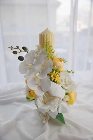 Accesorii și decor botez - Lumanare botez Yellow orchid