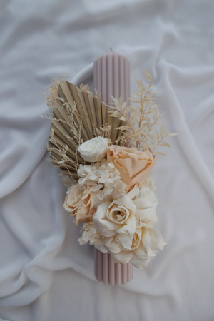 Accesorii și decor botez - Lumanare botez Boho roses