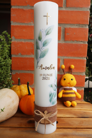 Accesorii și decor botez - Lumanare botez Rustic Greenery