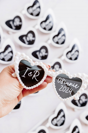 Ochelari personalizați - Ochelari personalizati pentru miri - alb cu perle