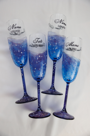 Accesorii și decor botez - Set de 2 pahare pentru botez - Spatiul cosmic