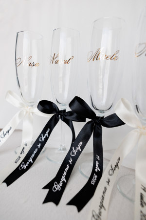 Set de 2 pahare miri cu panglica personalizata [1]