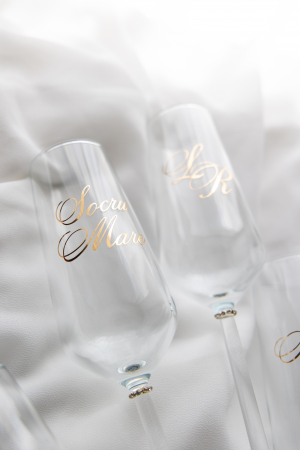 Pahare nuntă - Set de 2 pahare miri personalizate cu cristale