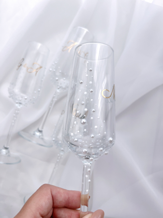 Set de 2 pahare miri personalizate, cu perle [4]