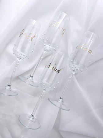 Set de 2 pahare miri personalizate, cu perle [2]