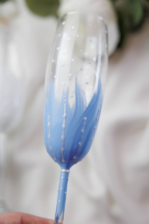 Set de 2 pahare pictate - bleu si alb [5]