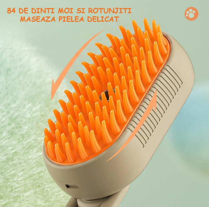 Pachet 1+1 Perie cu Abur pentru Animale de Companie, Indeparteaza Parul, Curatare,Maseaza , Maner Rotativ 360 - Copie [4]