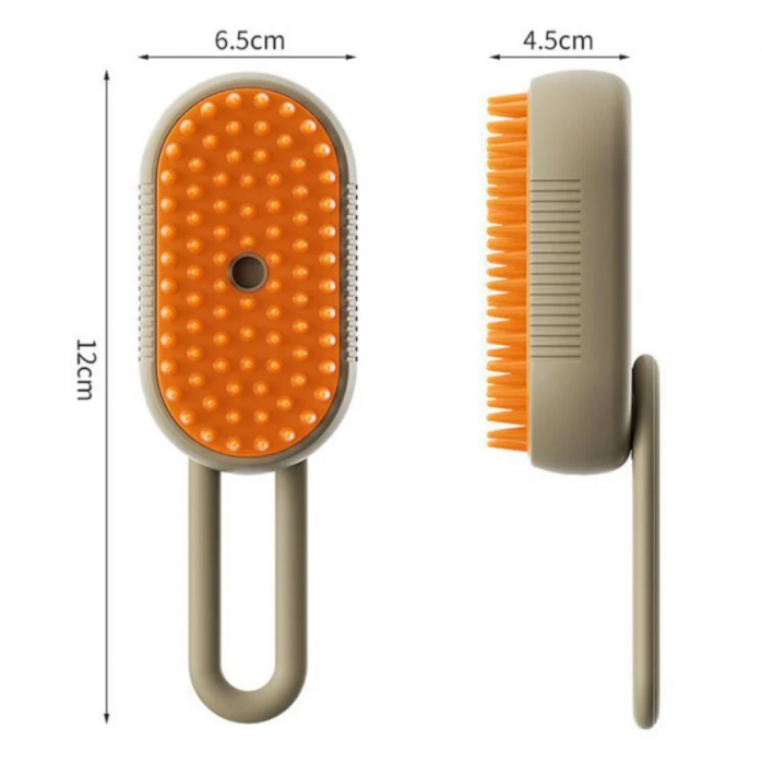 Pachet 1+1 Perie cu Abur pentru Animale de Companie, Indeparteaza Parul, Curatare,Maseaza , Maner Rotativ 360 - Copie [7]