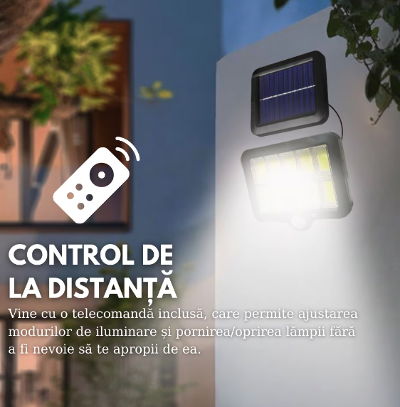 Set 4 x Proiectoare Solare cu Panou Separat Si Senzor de Miscare 96 COB [8]