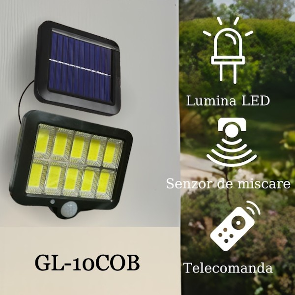 Set 4 x Proiectoare Solare cu Panou Separat Si Senzor de Miscare 96 COB [7]