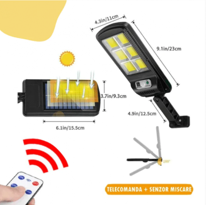 Set 5 Lampi cu Incarcare Solara prin Inductie 160 LED-uri COB, telecomanda + cadou surpriza [4]