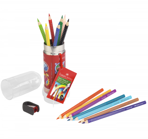 Set Cadou Racheta15 Ceioane Colorate Grip + Ascutitoare Faber-Castell [2]