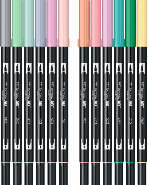 Set 12 Colours Pastel ABT Dual Brush Pens Tombow [2]