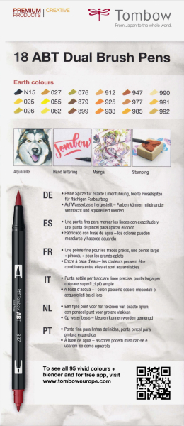 ABT Dual Brush Pen Set 18 Colours Earth Colours Tombow [5]