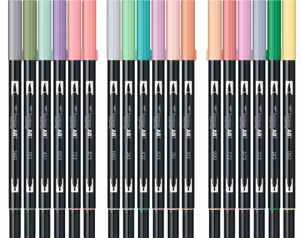 ABT Dual Brush Pen Set 18 Colours Pastel Colours Tombow [3]