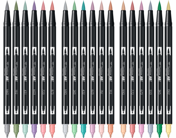 ABT Dual Brush Pen Set 18 Colours Pastel Colours Tombow [4]
