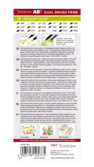 ABT Dual Brush Pen Set 18 Colours Landscape Colours, Tombow [2]