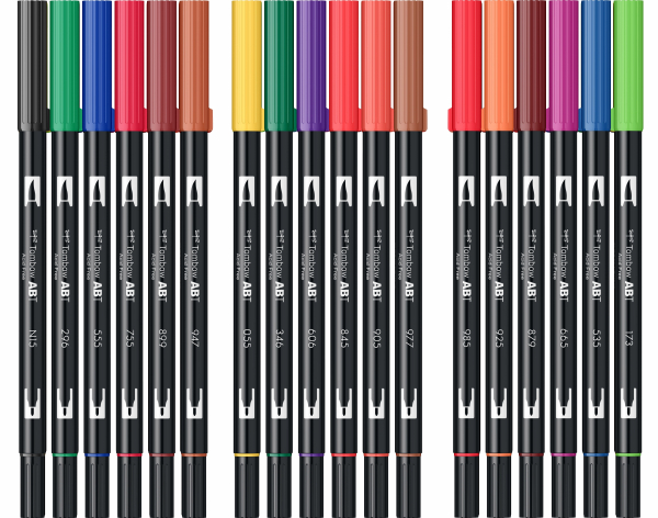 ABT Dual Brush Pen Set 18 Colours Primary Colours Tombow [3]