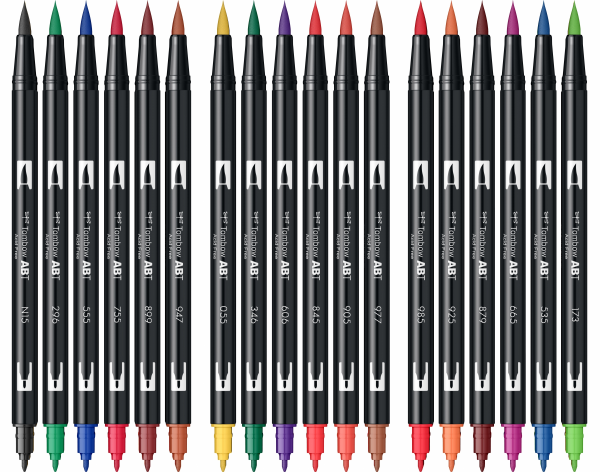 ABT Dual Brush Pen Set 18 Colours Primary Colours Tombow [4]