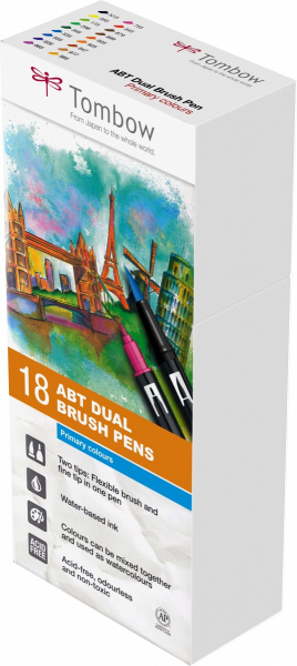 ABT Dual Brush Pen Set 18 Colours Primary Colours Tombow [6]