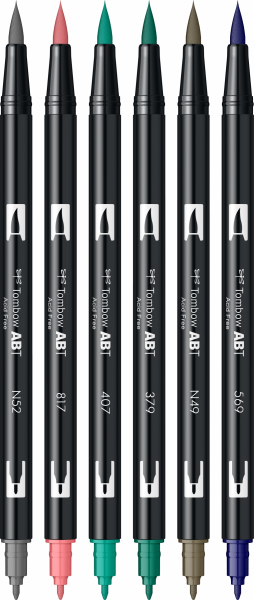 Set 6 Culori Vintage ABT Dual Brush Pen Tombow [2]