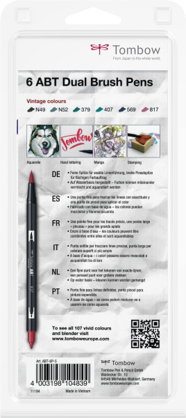 Set 6 Culori Vintage ABT Dual Brush Pen Tombow [4]