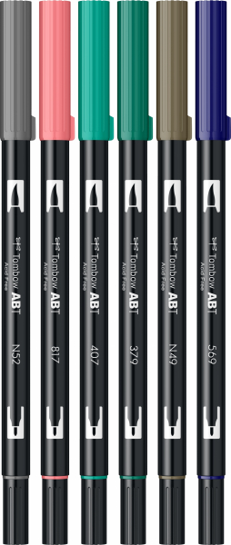 Set 6 Culori Vintage ABT Dual Brush Pen Tombow [3]