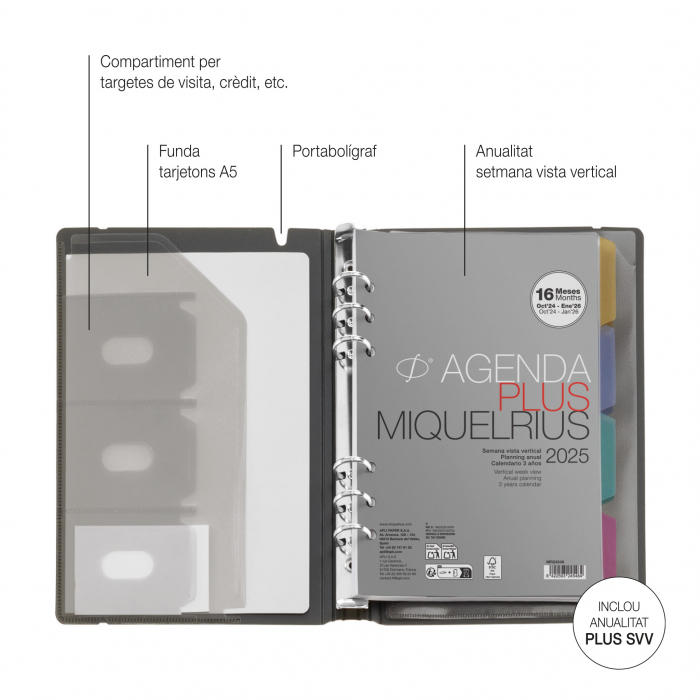 Agenda Plus 155x213 inele sapt vert Terracotta CAT MR25, Miquelrius [4]