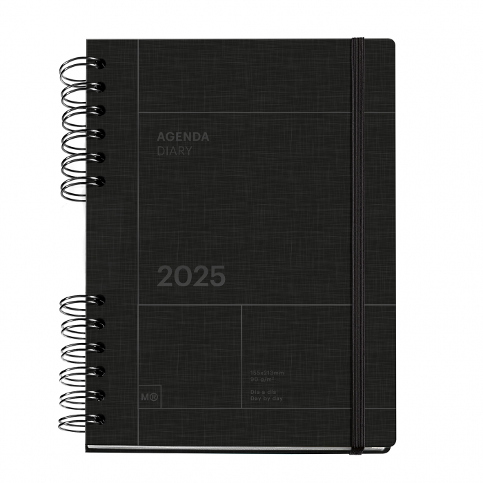 Agenda Plus 155x213 spira zilnica Black Back to Basics MR25, Miquelrius [1]