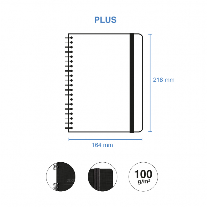 Agenda Plus 155x213 spira zilnica Black Back to Basics MR25, Miquelrius [5]