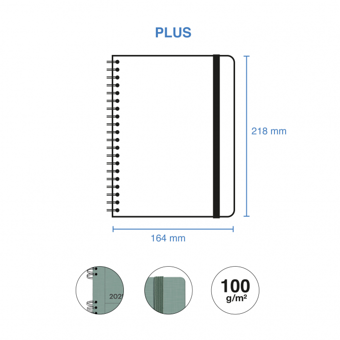 Agenda Plus 155x213 spira zilnica Green Back to Basics MR25, Miquelrius [5]