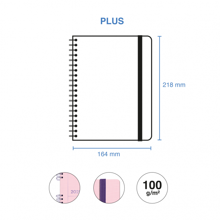 Agenda Plus 155x213 spira zilnica Pink Back to Basics MR25, Miquelrius [5]
