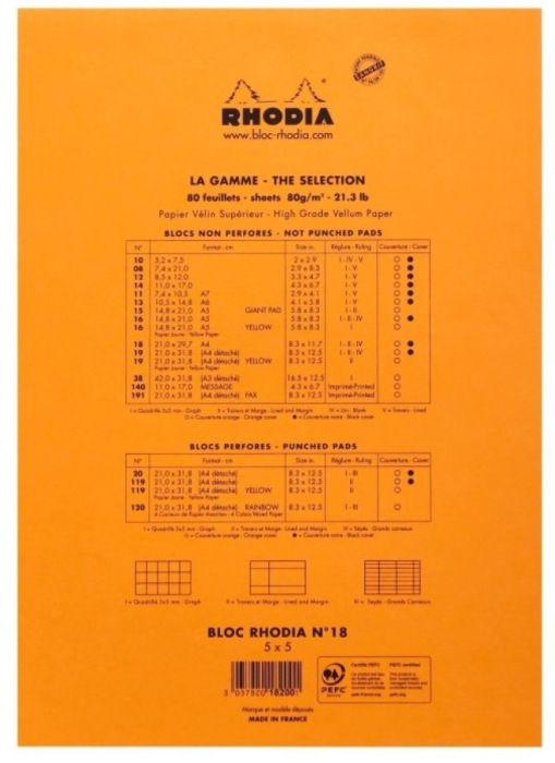 Blocnotes A4,Orange capsat, 80 file, N°18, Rhodia Basic, color [3]