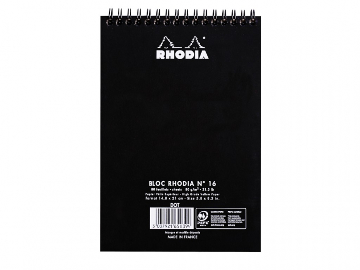 Blocnotes A5 Spiral dot Pad Classic Black, Rhodia [3]