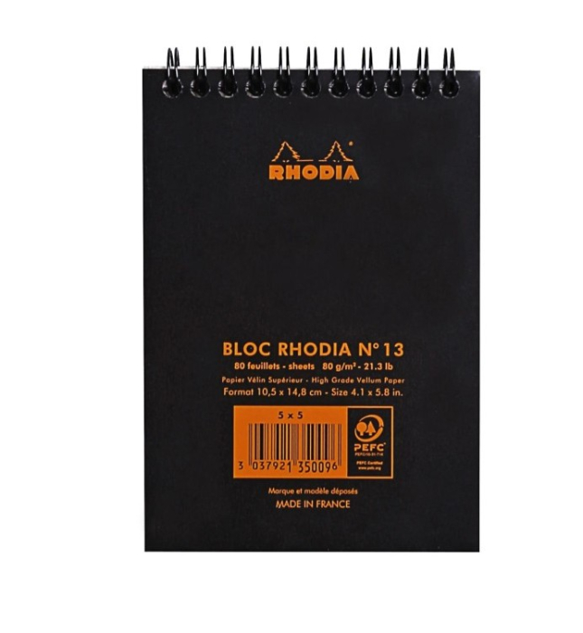 Blocnotes A6, spirală, 80 file, Classic, black, Rhodia [3]