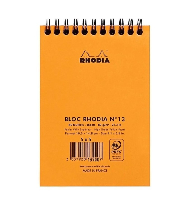 Blocnotes A6, spirală, 80 file, Classic, orange, Rhodia [3]