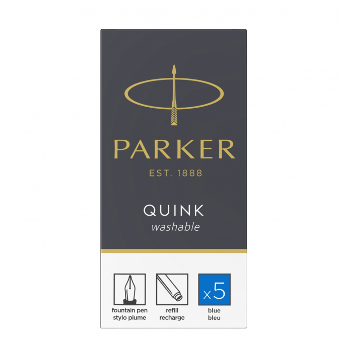 Cartuse Cerneala Quink Washable Blue set 5 buc, Parker [2]