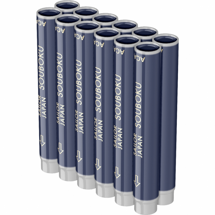 Cartuse cerneala pigment Souboku Blue-Black,set 12 buc, Sailor [2]