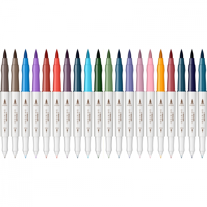Set 20 culori Marker Shikiori Calligraphy Brushpen Twin, Sailor [3]