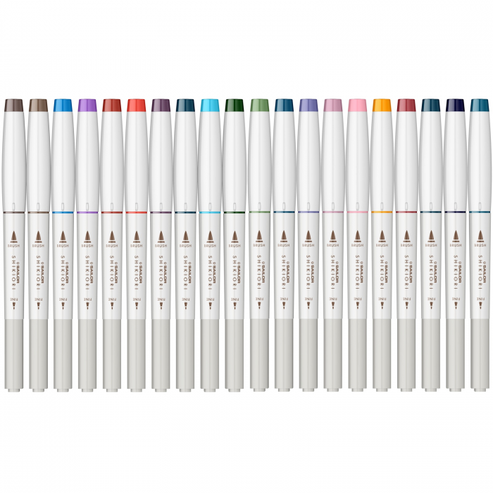 Set 20 culori Marker Shikiori Calligraphy Brushpen Twin, Sailor [4]