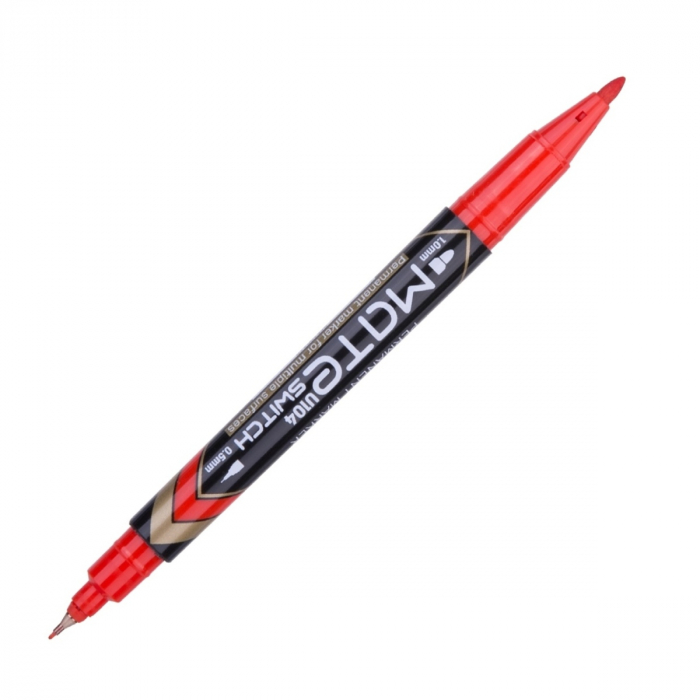Marker Permanent 2 Capete F/M 05mm/1 mm Rosu Deli [7]