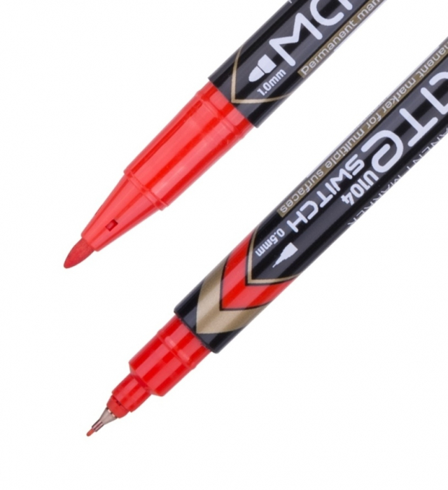 Marker Permanent 2 Capete F/M 05mm/1 mm Rosu Deli [3]